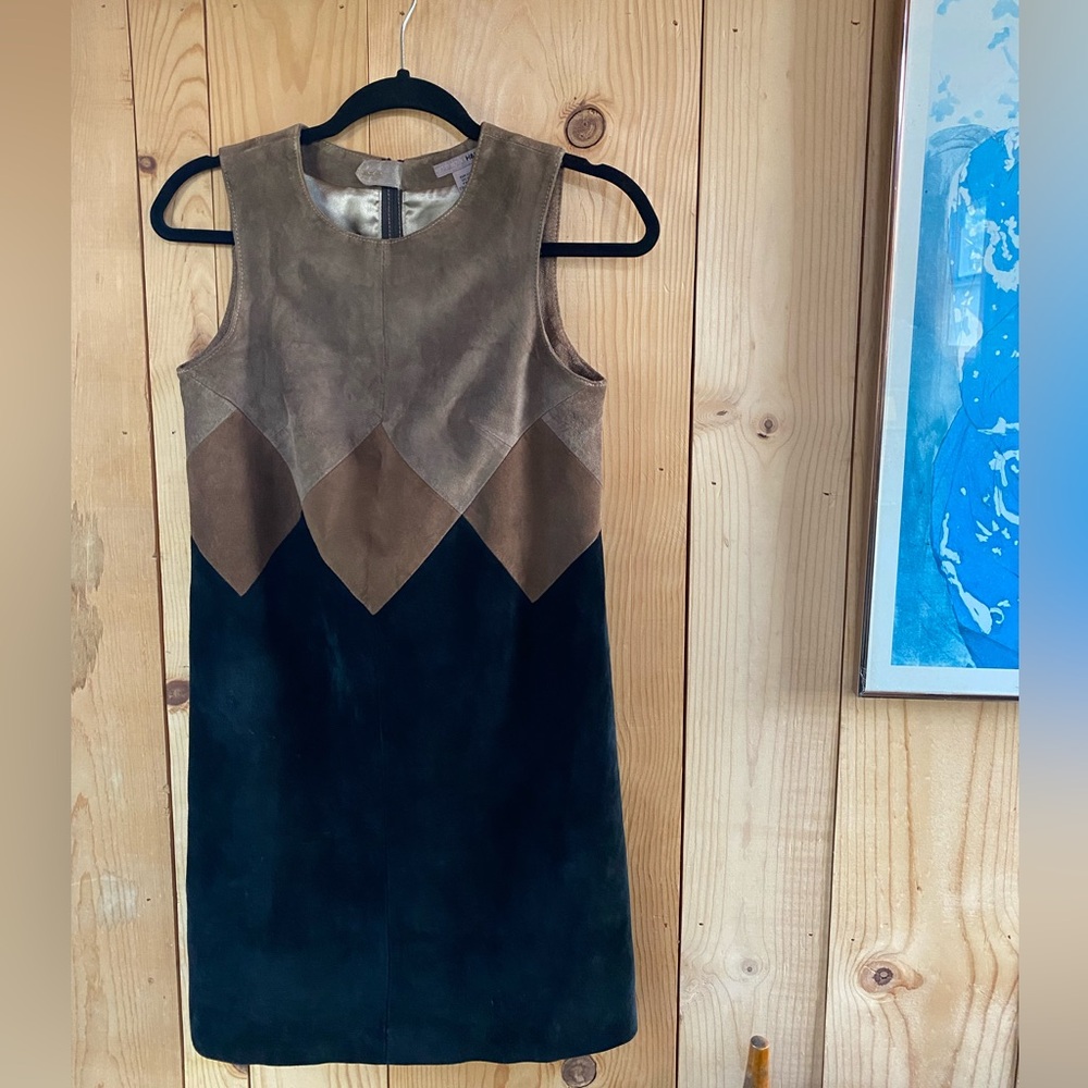 Chic H&M Suede Colorblock Mini Dress